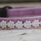 Pearl- Unique handmade breakaway cat collar - lavender velvet cat collar