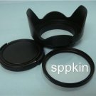 QF43 Lens Hood + Cap + UV Filter 52mm For Panasonic DMC-GF5 DMC-GF5K w/ 14-42mm