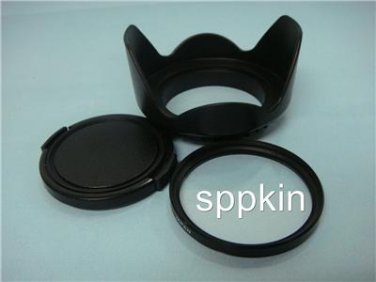 QF40 Lens Hood + Lens Cap + UV Filter 49mm For Sony NEX-3 NEX-C3 16mm 18-55mm