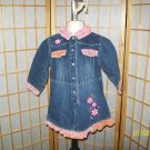 Bonjour Baby Denim Jean Girls Dress Flower Trim Size 18 months