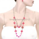FASHION NECKLACE, EARRING SET SUPER CHIC AND SEXY MULTI BEAD CHAIN PINK AND PURPLE