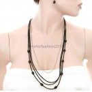 FASHION NECKLACE, EARRING SET SUPER CHIC AND SEXY MULTI BEAD AND CHAIN LOW DRAPE