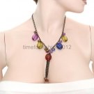 FASHION NECKLACE, EARRING SET SUPER CHIC AND SEXY COLORFUL BEADS SINGLE CHAIN