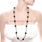 FASHION NECKLACE, EARRING SET SUPER CHIC AND SEXY DRAPE WITH BLACK BEADS