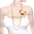 FASHION NECKLACE, EARRING SET SUPER CHIC AND SEXY GOLD AND SILVER CHAIN WITH GOLDEN FLOWER