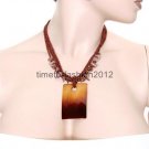 FASHION NECKLACE, EARRING SET SUPER CHIC AND SEXY TRIBAL EARTHY BROWN BEADS WITH LARGE PENDANT