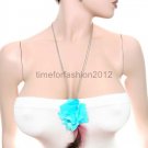 FASHION NECKLACE, EARRING SET SUPER CHIC AND SEXY LOW HANGING WITH BLUE FLOWER AND FEATHER