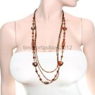 FASHION NECKLACE, EARRING SET SUPER CHIC AND SEXY LOW HANGING MULTICHAIN BROWN BEADS