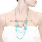FASHION NECKLACE, EARRING SET SUPER CHIC AND SEXY MULTI CHAIN WITH TQ GEMS AND BEADS