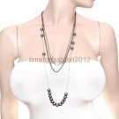 FASHION NECKLACE, EARRING SET SUPER CHIC AND SEXY MULTI CHAIN WITH SILVER PEARLS DRAPING