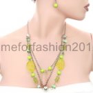 FASHION NECKLACE, EARRING SET SUPER CHIC AND SEXY MULTI CHAIN YELLOW GREEN BEADS VERY COOL