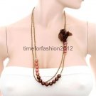FASHION NECKLACE, EARRING SET SUPER CHIC AND SEXY BROWN CHOCOLATE FLOWER WITH BEADS