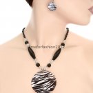 FASHION NECKLACE, EARRING SET SUPER CHIC AND SEXY ELEGANT SHELL ZEBRA PRINT