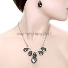FASHION NECKLACE, EARRING SET SUPER CHIC AND SEXY HEART AND ALMOND SHAPE GEMSTONE