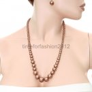 FASHION NECKLACE, EARRING SET SUPER CHIC AND SEXY GOLD PEARL BEADS VARYING SIZES