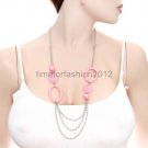 FASHION NECKLACE, EARRING SET SUPER CHIC AND SEXY PINK HOOPS AND MULTI CHAIN DRAPE, CLASSY