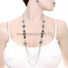 FASHION NECKLACE, EARRING SET SUPER CHIC AND SEXY ASSORTED PEARL STONE SILVER