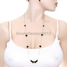 FASHION NECKLACE, EARRING SET SUPER CHIC AND SEXY SIMPLE ELEGANT CLASSY BLACK PEARL BEADS ON CHAIN