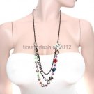 FASHION NECKLACE, EARRING SET SUPER CHIC AND SEXY COLORFUL STONES AND GEMS LOW DRAPE CHAIN