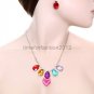 FASHION NECKLACE, EARRING SET SUPER CHIC AND SEXY ALMOND AND HEART GEMSTONE COLORFUL