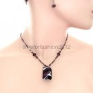 FASHION NECKLACE, EARRING SET SUPER CHIC AND SEXY DELICATE CLASSY PURPLE SWIRL PENDANT