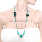FASHION NECKLACE, EARRING SET SUPER CHIC AND SEXY TQ BEADS AND STONES LOW DRAPE