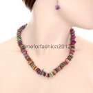 FASHION NECKLACE, EARRING SET SUPER CHIC AND SEXY MULTI COLORED STONES HIPPY EARTHY BEACHY
