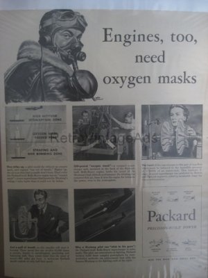 Packard Oxygen Mask  War WWII 2 Vintage Magazine Ad POSTER Gift Unique Retro