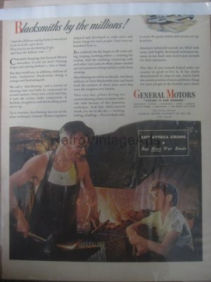 BLACKSMITHS GM WWII 2 Army War Vintage Magazine Ad POSTER Gift Unique Retro