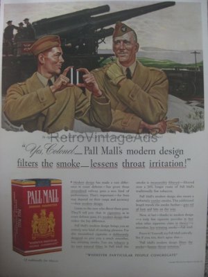 PALL MALL CIGARETTE WWII 2 Army War Vintage Magazine Ad POSTER Gift Unique Retro