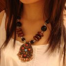 National Tibet colored beads pendant necklace D-034 N011