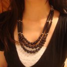 Black National Tibet three layer bead necklace E-003 N026