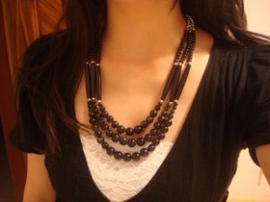 Black National Tibet three layer bead necklace E-003 N026