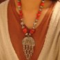 National characteristics of Tibet red button bead alloy half disc Necklace F-39 N048