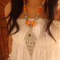 National characteristics of Tibet yellow button bead alloy triangle disc Necklace F-39 N049