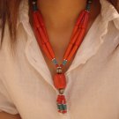 National characteristics of Tibet Retro Red stone bead alloy F-101 N061