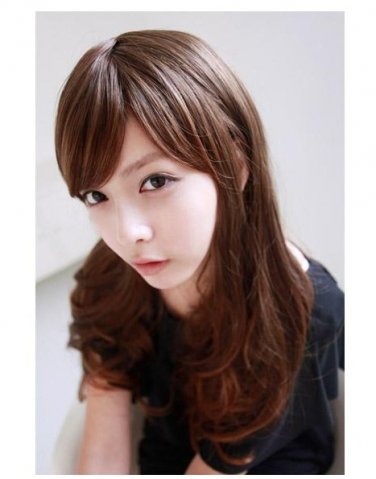 Free Shipping high quality Guarantee100% Hot-sales brand new  wig W027 Oblique bangs long hair
