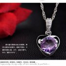 Free Shipping high quality 925Sterling Silver Guarantee100% Amethyst Heart NecklaceN008