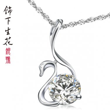 Free Shipping high quality 925Sterling Silver Guarantee100% Swan Love Pendant Necklace  N031
