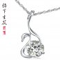 Free Shipping high quality 925Sterling Silver Guarantee100% Swan Love Pendant Necklace  N031