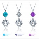 Free Shipping high quality 925Sterling Silver Guarantee100% Dolphin Love Pendant Necklace N041