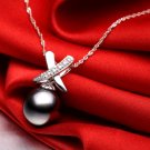 Free Shipping high quality 925SterlingSilverGuarantee100%Hackers Shell Pearl Pendant Necklace N047