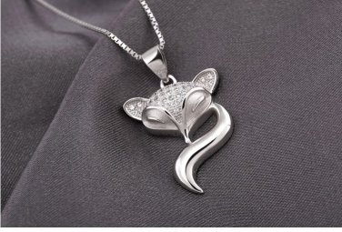 Free Shipping high quality 925Sterling Silver Guarantee100% Fox Necklace N055