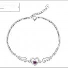 Free Shipping high quality 925Sterling Silver Guarantee100% Angel Love Heart Bracelet B001