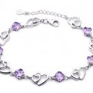 Free Shipping high quality 925Sterling Silver Guarantee100% Double heart love bracelet box B007