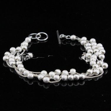 Free Shipping high quality 925Sterling Silver Guarantee100% Exquisite Beads Bracelet B021