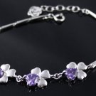 Free Shipping high quality 925Sterling Silver Guarantee100% Happiness Clover Bracelet B026