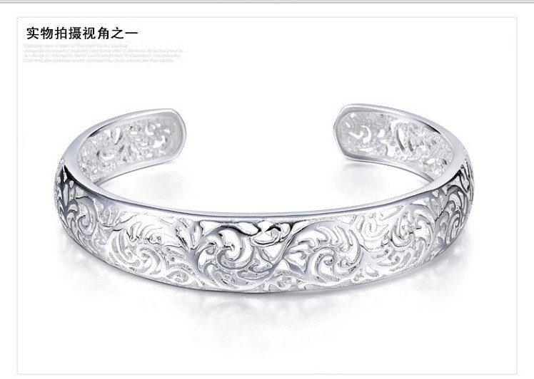 Free Shipping high quality 925Sterling Silver Guarantee100% Retro court hollow Bracelet B035