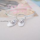 Free Shipping high quality 925Sterling Silver Guarantee100% Double-hat Bracelet B077