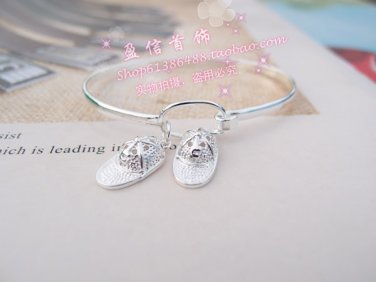 Free Shipping high quality 925Sterling Silver Guarantee100% Double-hat Bracelet B077